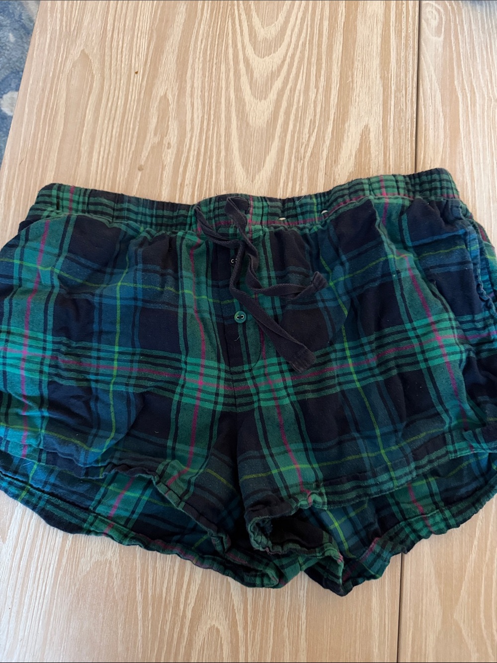 stars above Black and Green Plaid Cotton Lounge Shorts